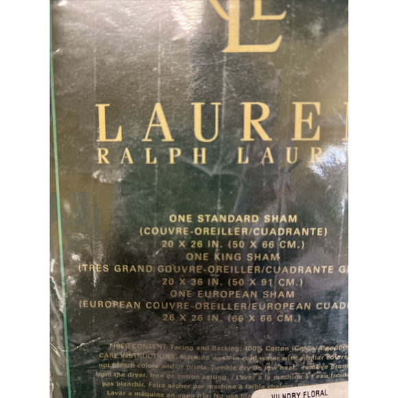 Ralph Lauren Villandry Floral Sateen Cotton European Pillow Shams 1 Pair Vtg New - Picture 5 of 6